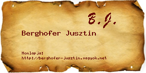 Berghofer Jusztin névjegykártya
